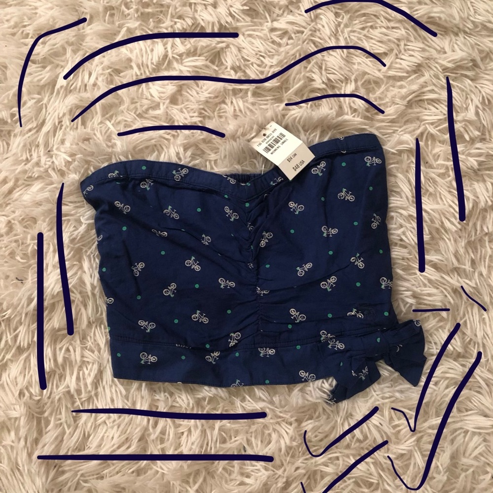 Bicycle Pattern Crop Top w/ Bow